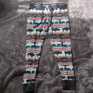 Bear Print Jogger Pants in Teal, Navy & Coral